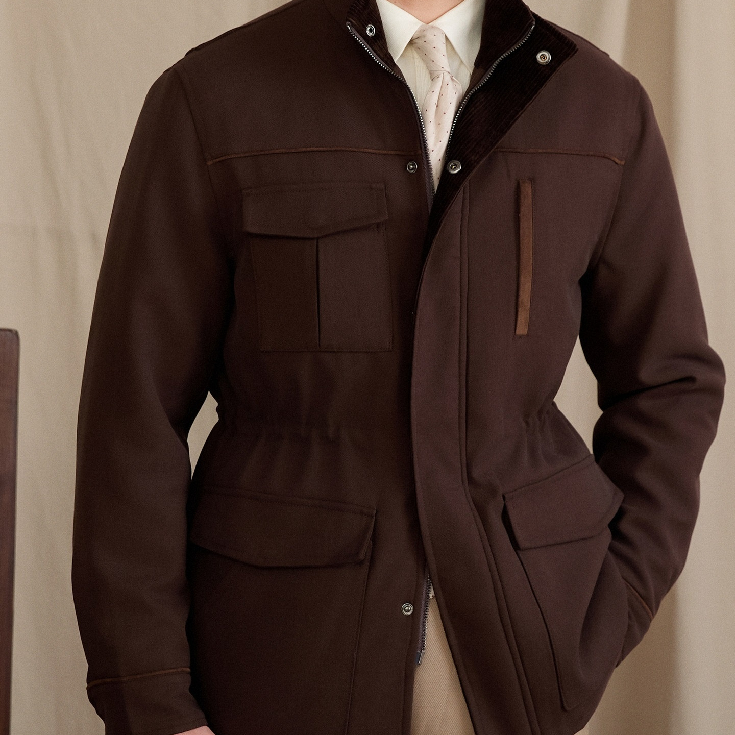 Vintage Stand-Up Collar Slim-Fit Bespoke Gentlemans Jacket