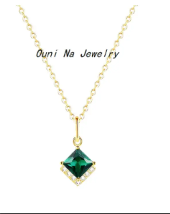Square Diamond Emerald Clavicle Chain