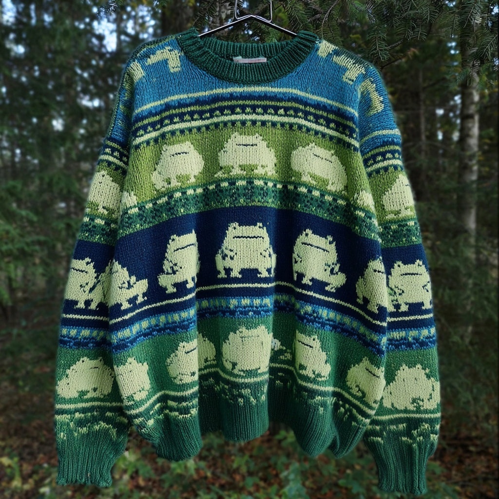 Fashionable Crew-Neck Sweater With 3D Digital Print In A Faux Sweater Style