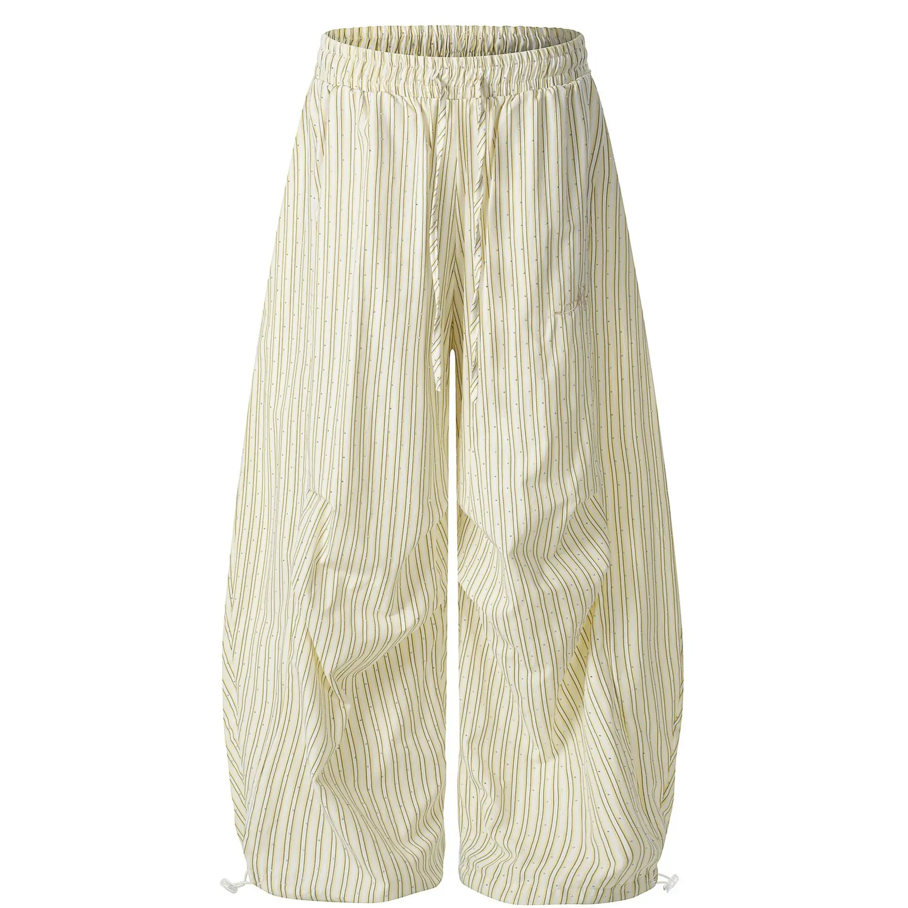 Womens Striped Solid-Color Cropped Casual Pants