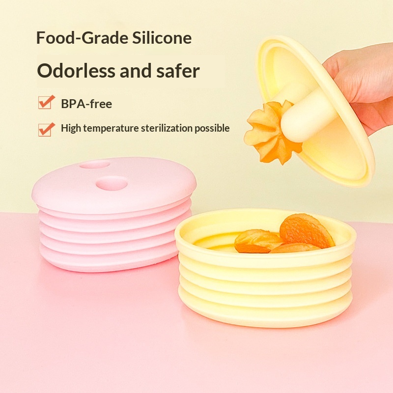 Foldable Dust Proof And Non Slip Silicone Snack Box For Babies