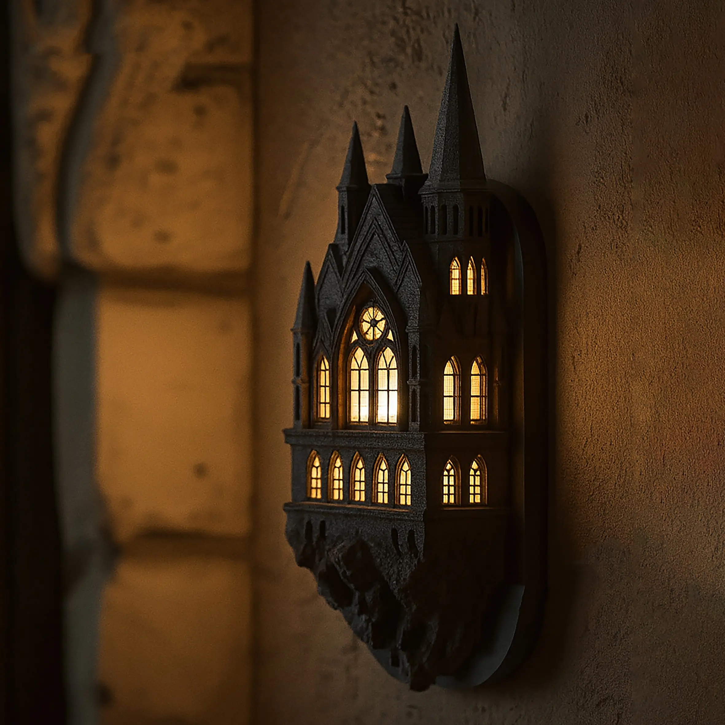Bedroom Bedside Wall Lamp Featuring A Miniature Ancient Castle Design