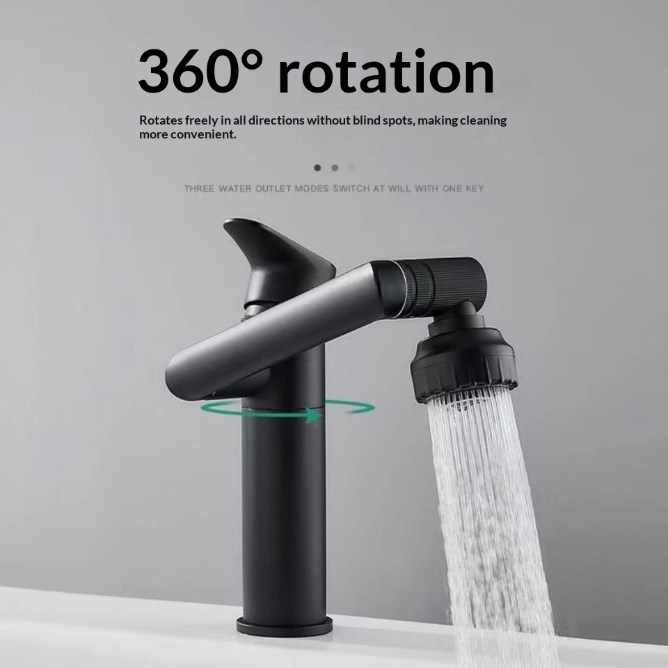 Black Stainless Steel Multi-functional Faucet With Omnidirectional Swivel