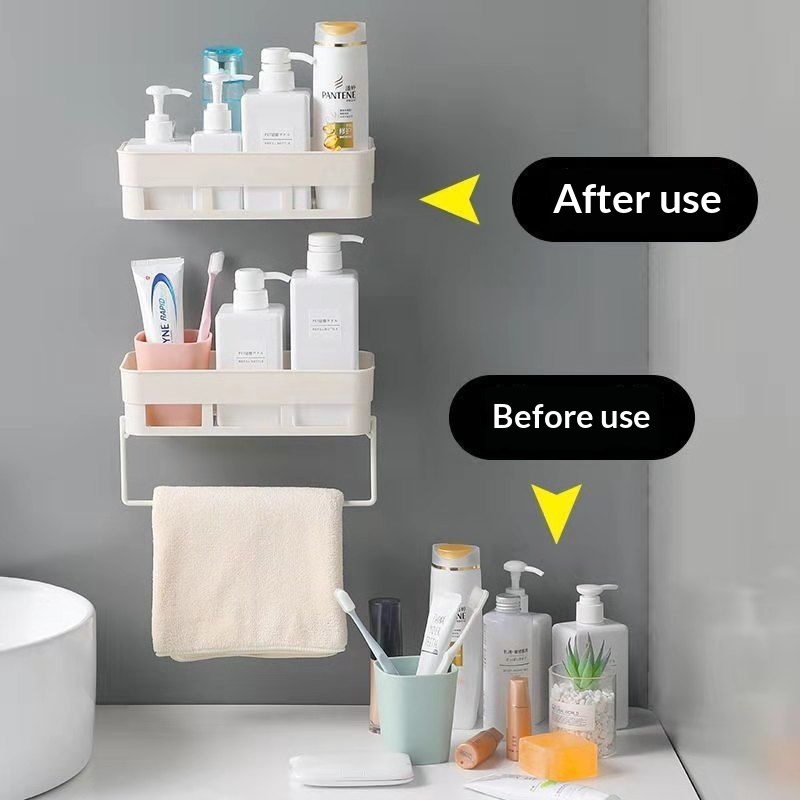 Bathroom Shelf Wall-mounted Tissue Box Storage Rack Draining Soap Dish