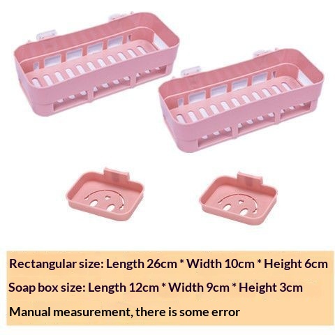 Bathroom Shelf Wall-mounted Tissue Box Storage Rack Draining Soap Dish