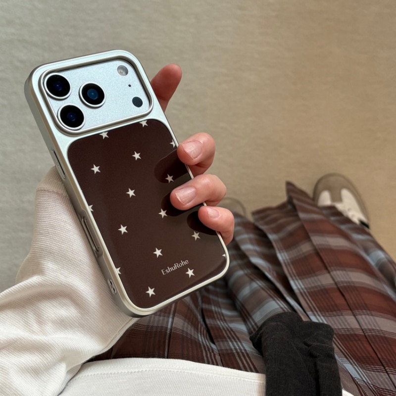 French Chestnut Brown And Coffee-Colored Star Design Simple Phone Case
