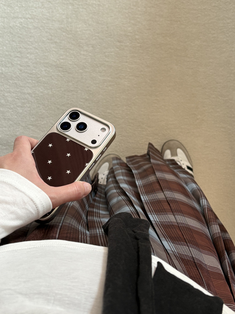 French Chestnut Brown And Coffee-Colored Star Design Simple Phone Case