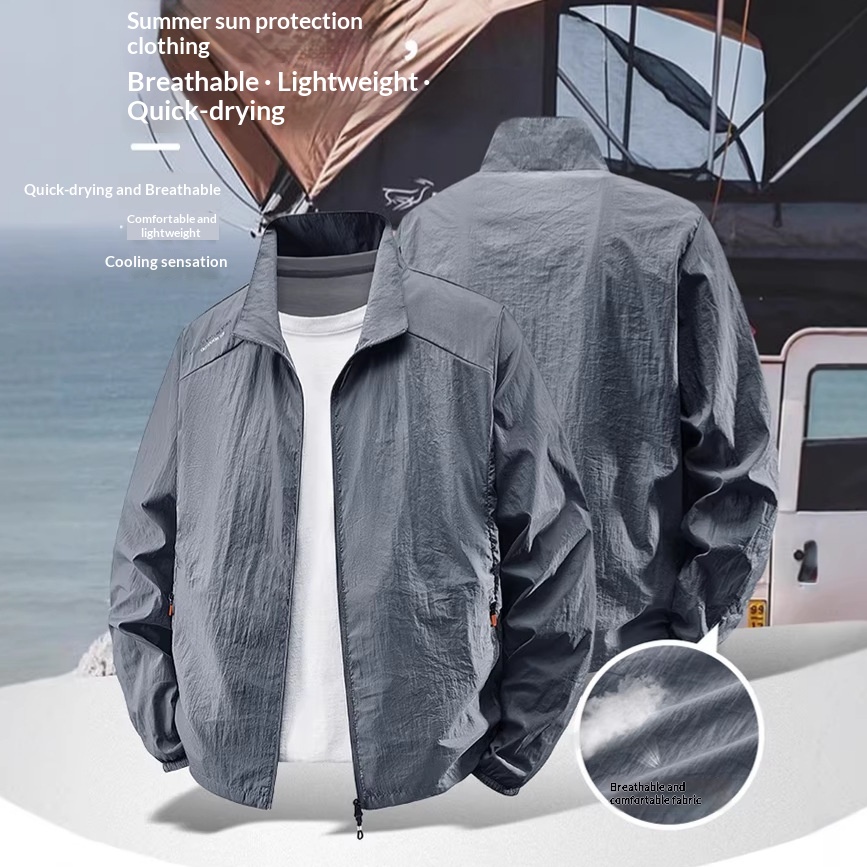 Mens Lightweight Casual Large-size Sun-protective Jacket