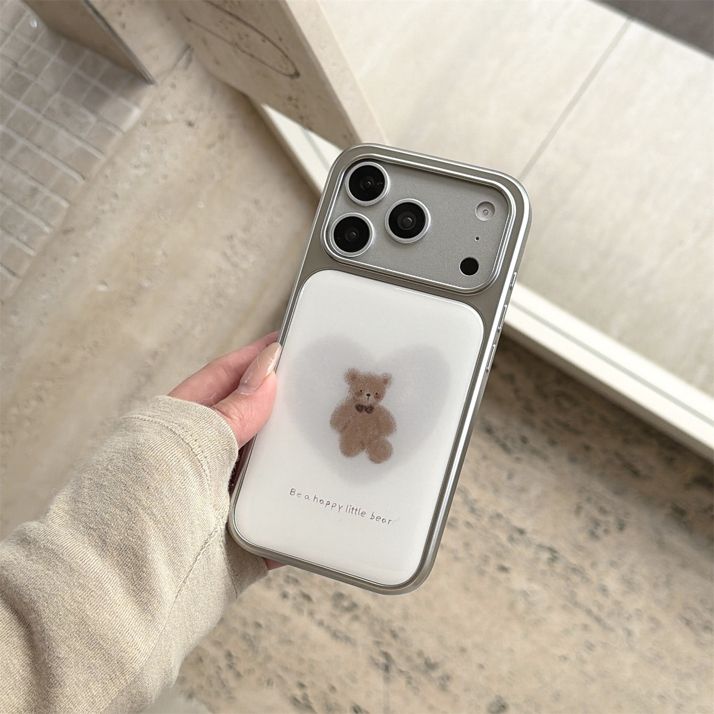 Korean-style Electroplated Little Bear Phone Case New Niche Design