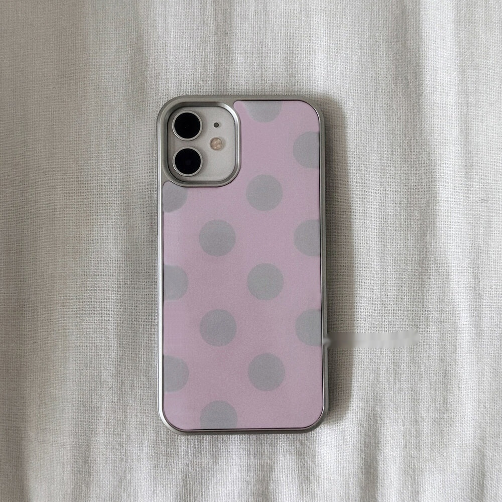 Premium Retro Polka-dot Phone Case With A Silver-plated Edge