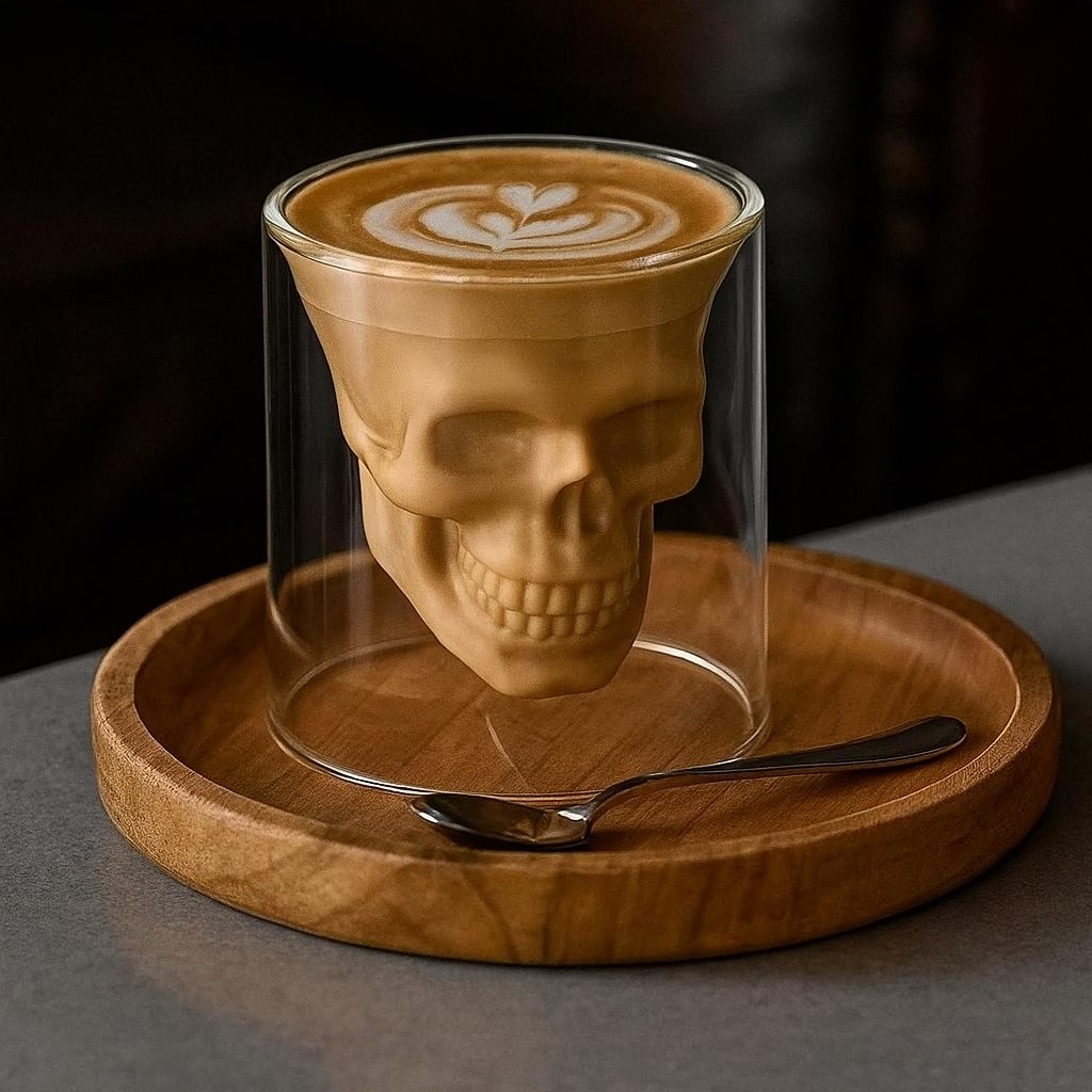Handmade Skull Double Wall Glass Cup For Coffee Tea Or Cocktails