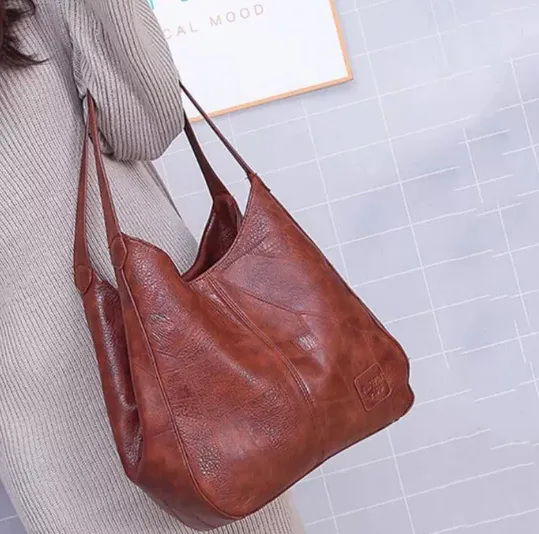 Vintage Large Capacity Shoulder Bags for Women Retro PU