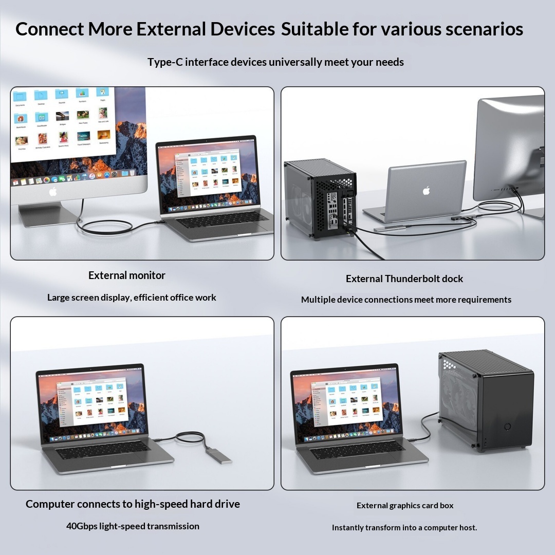 Multi-functional Type-C Data Cable, Thunderbolt 4 Dual-C Data Cable