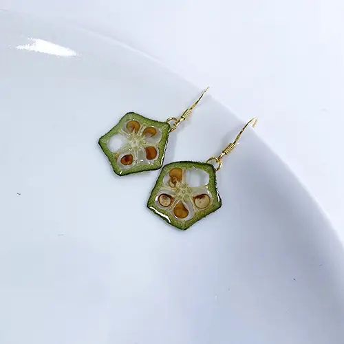 Real Fruit Slice Earrings Resin Strawberry Lemon And Fig Earrings
