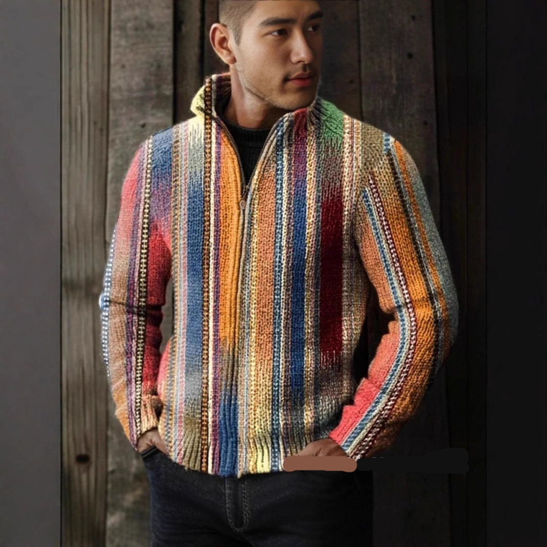 Mens Casual 3D Printed Christmas Zip-Up Jacket