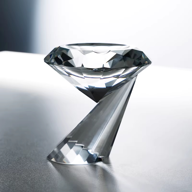 Faceted Crystal Glass Cigar Ashtray