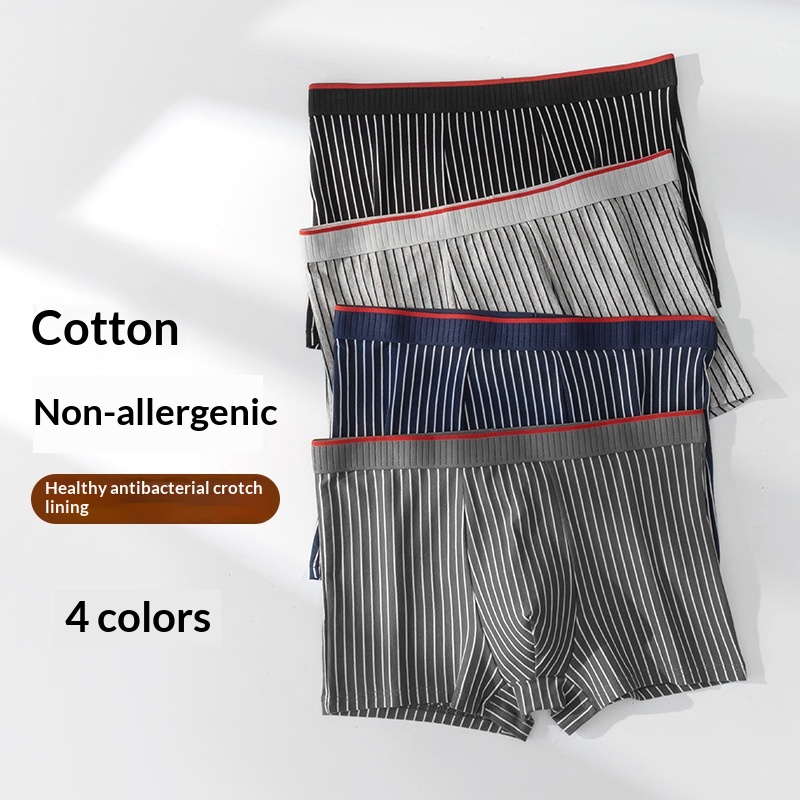 Mens Long-staple Cotton Antibacterial Boxer Briefs Skin-friendly