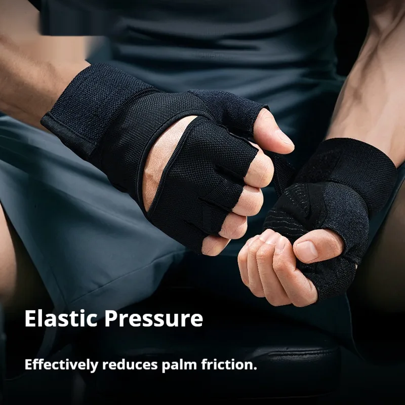 Gym Gloves with Built-in Wrist Straps for Pull-up Bars