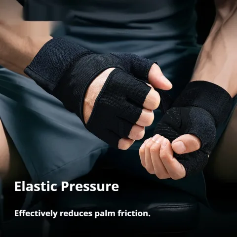 Gym Gloves with Built-in Wrist Straps for Pull-up Bars