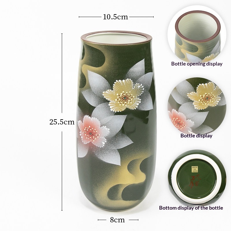 Japanese-Imported Kutani Ware Straight-Tube Vase For Flower Arrangements