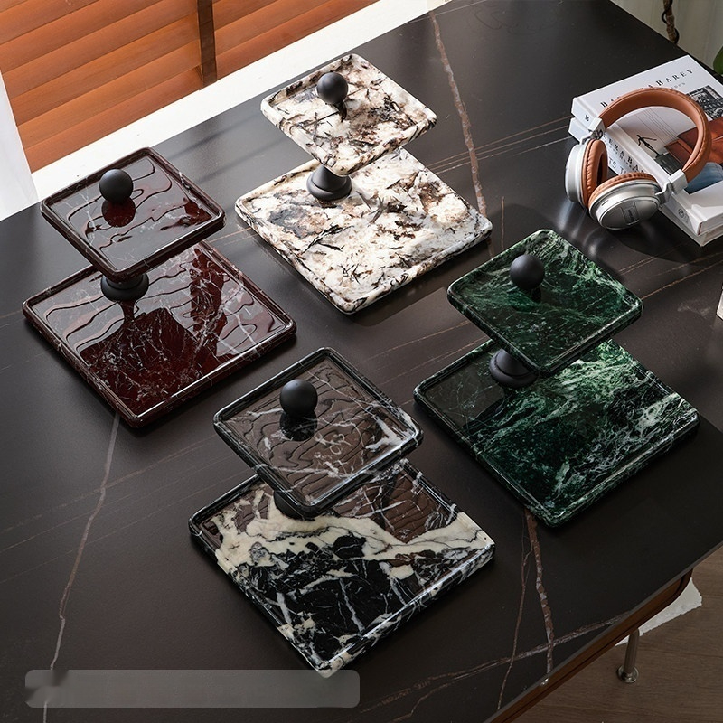 Imported Natural Luxury Stone Double-Layer Storage Tray For The Entryway