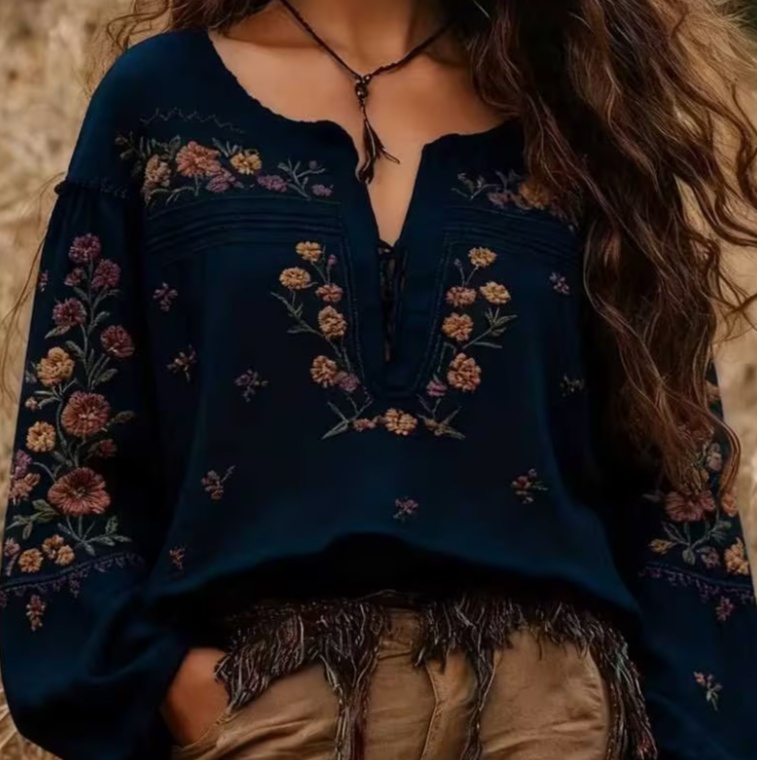 Women's Bohemian Retro Floral T-Shirt