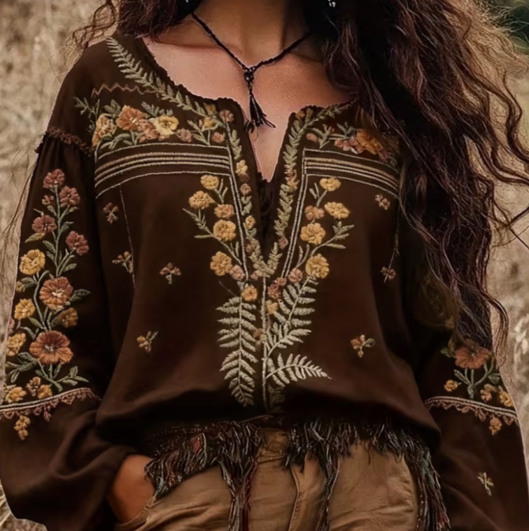 Women's Bohemian Retro Floral T-Shirt