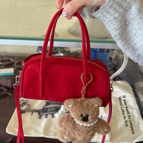 Suede And Sheepskin Mini Square Bag