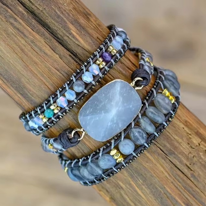 Natural Stone Sparkling Woven Personalized Bracelet
