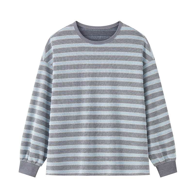 Womens Japanese-style Artistic Two-Tone Striped Long-Sleeve Hoodie 338812b9 562c 4357 A275 687c9b8be69a