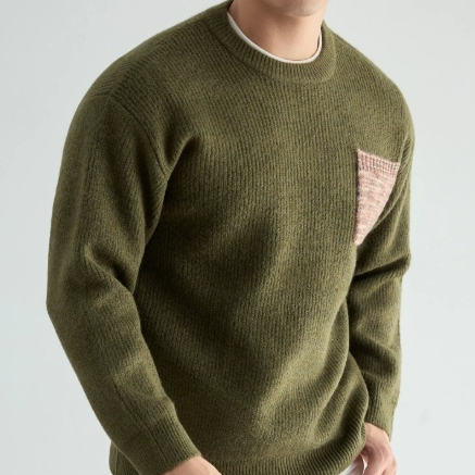 Mens Thickened Crew-Neck Knitted Sweater