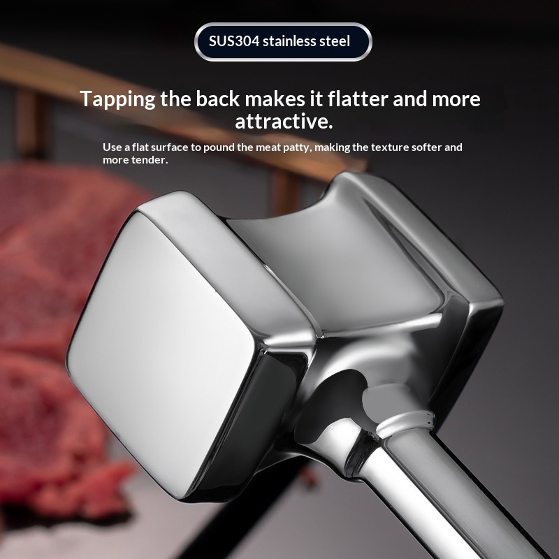 A Household Stainless Steel Meat Mallet Is Perfect For Tenderizing Steaks