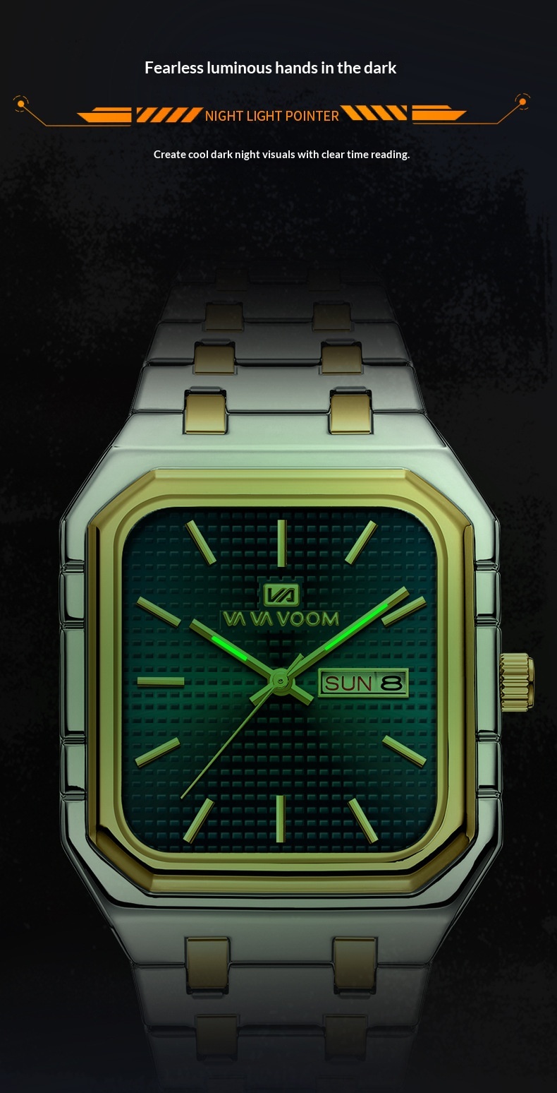 Va Va Voom 2881 Casual Stylish Luminous Square Quartz Watch For Men