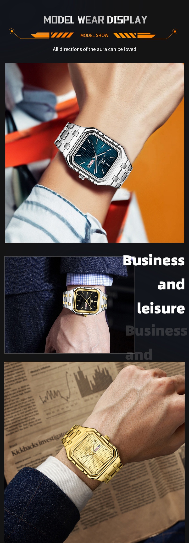 Va Va Voom 2881 Casual Stylish Luminous Square Quartz Watch For Men