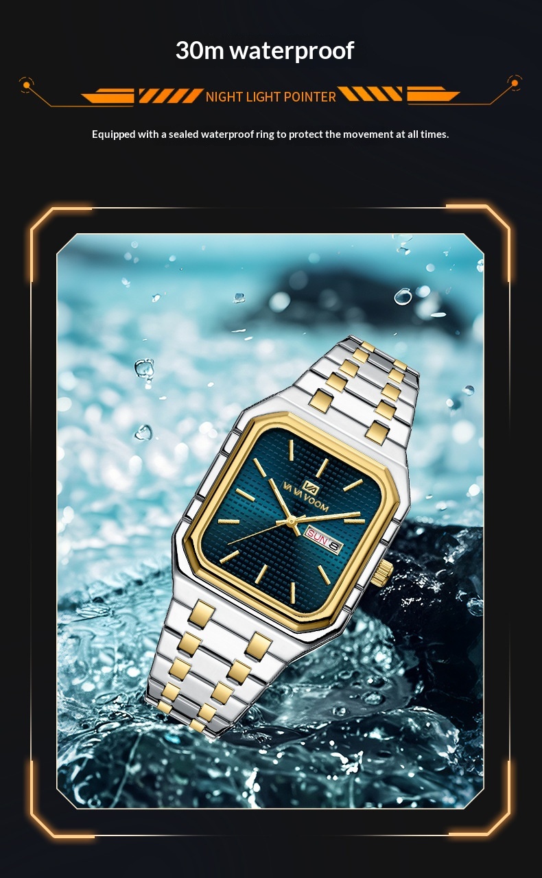 Va Va Voom 2881 Casual Stylish Luminous Square Quartz Watch For Men