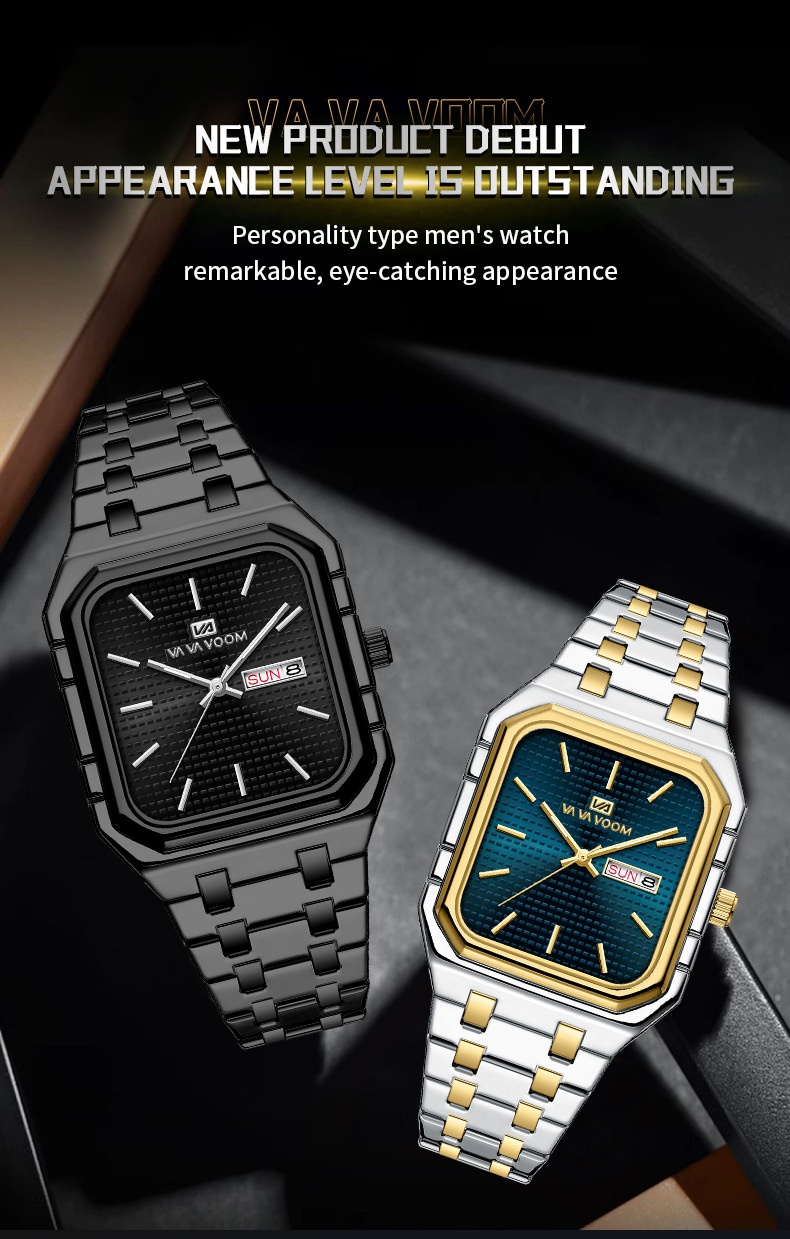 Va Va Voom 2881 Casual Stylish Luminous Square Quartz Watch For Men