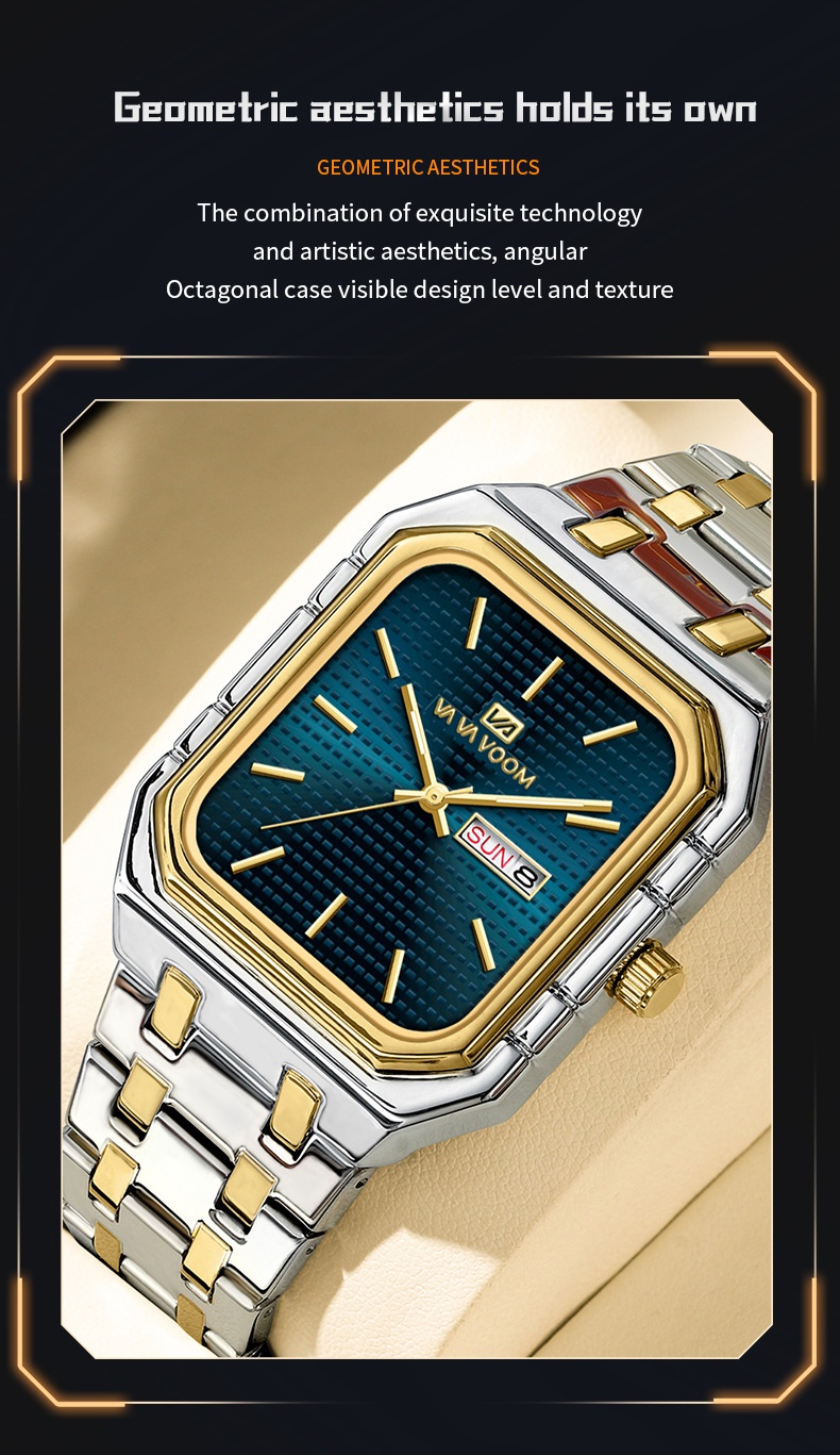 Va Va Voom 2881 Casual Stylish Luminous Square Quartz Watch For Men