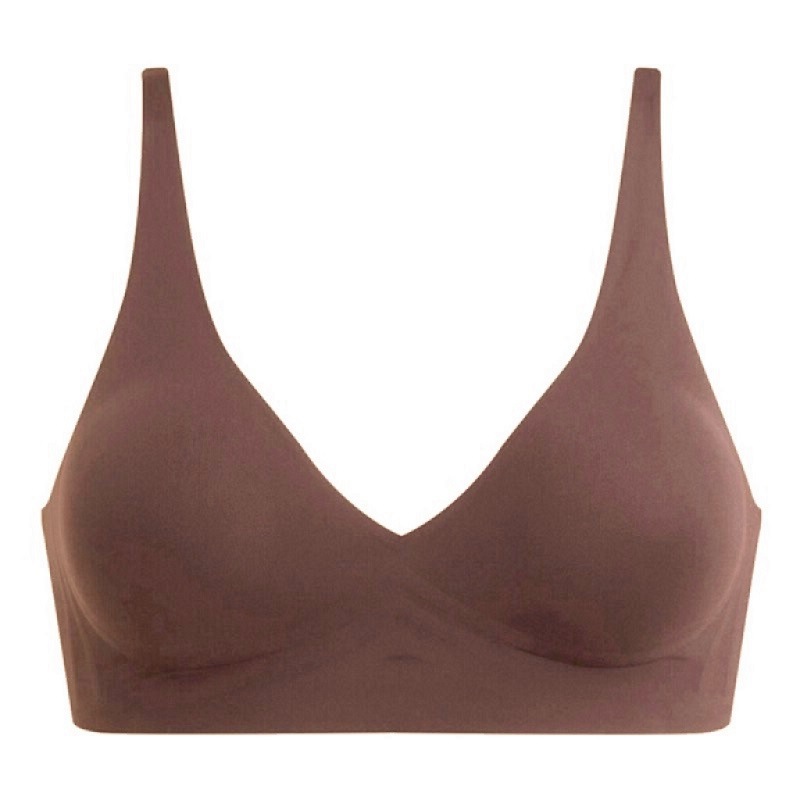 Seamless Womens V-neck Thin Jelly-strip Soft-support Comfortable Wireless Bra
