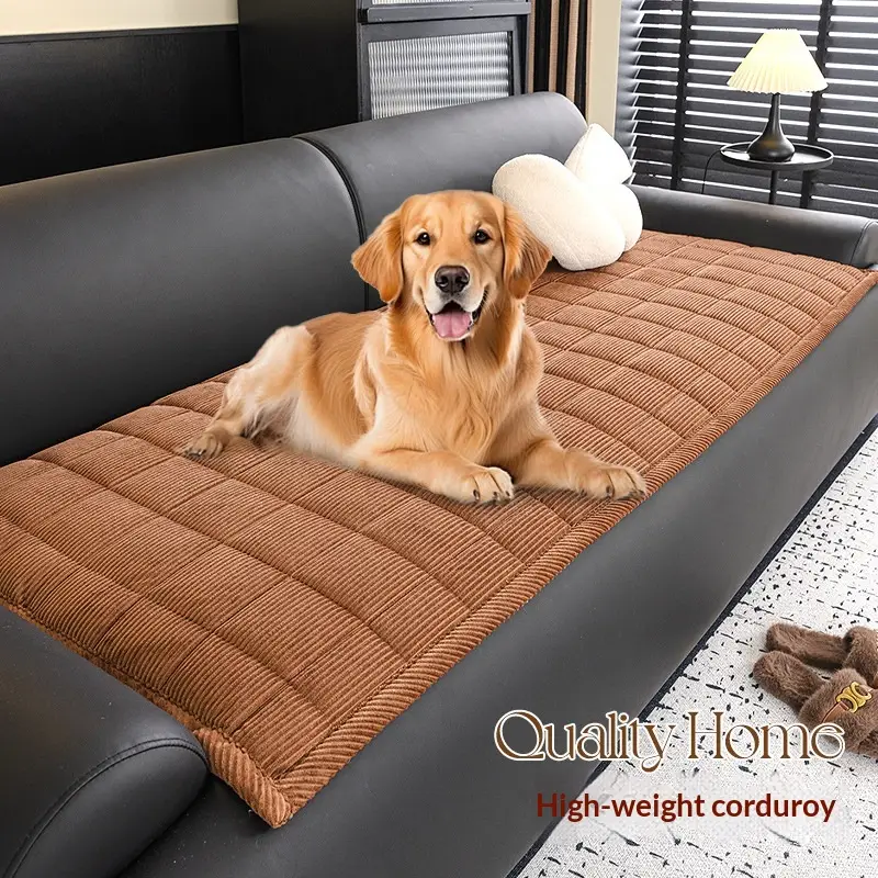 FallWinter Corduroy Single-Piece Fixed Non-Slip Sofa Cushion With Pile Upholstery