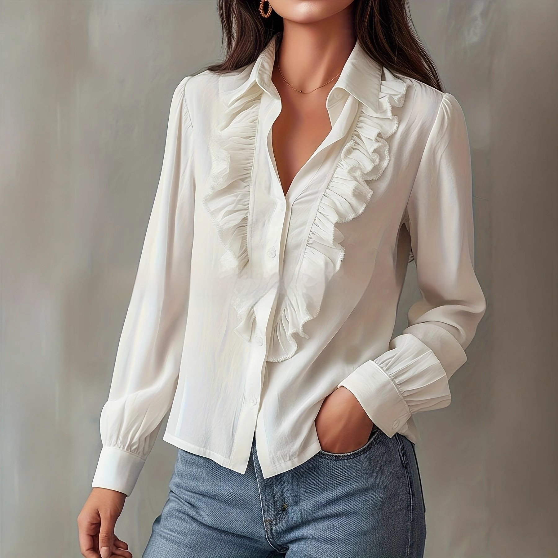 Womens Layered Design Long Sleeve Shirt