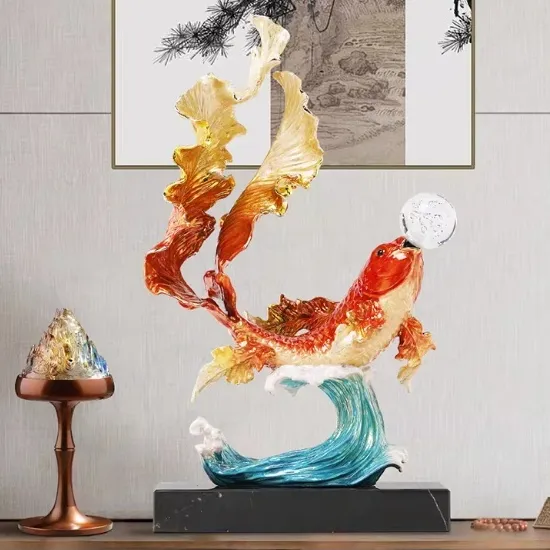 Enamel Koi Fish Leaping The Dragon Gate