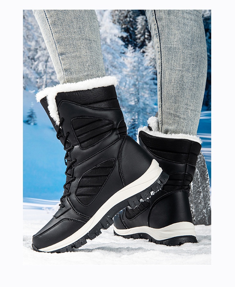 Women’s High-Top Winter Snow Boots – Fleece Lined Waterproof Cotton Boots
