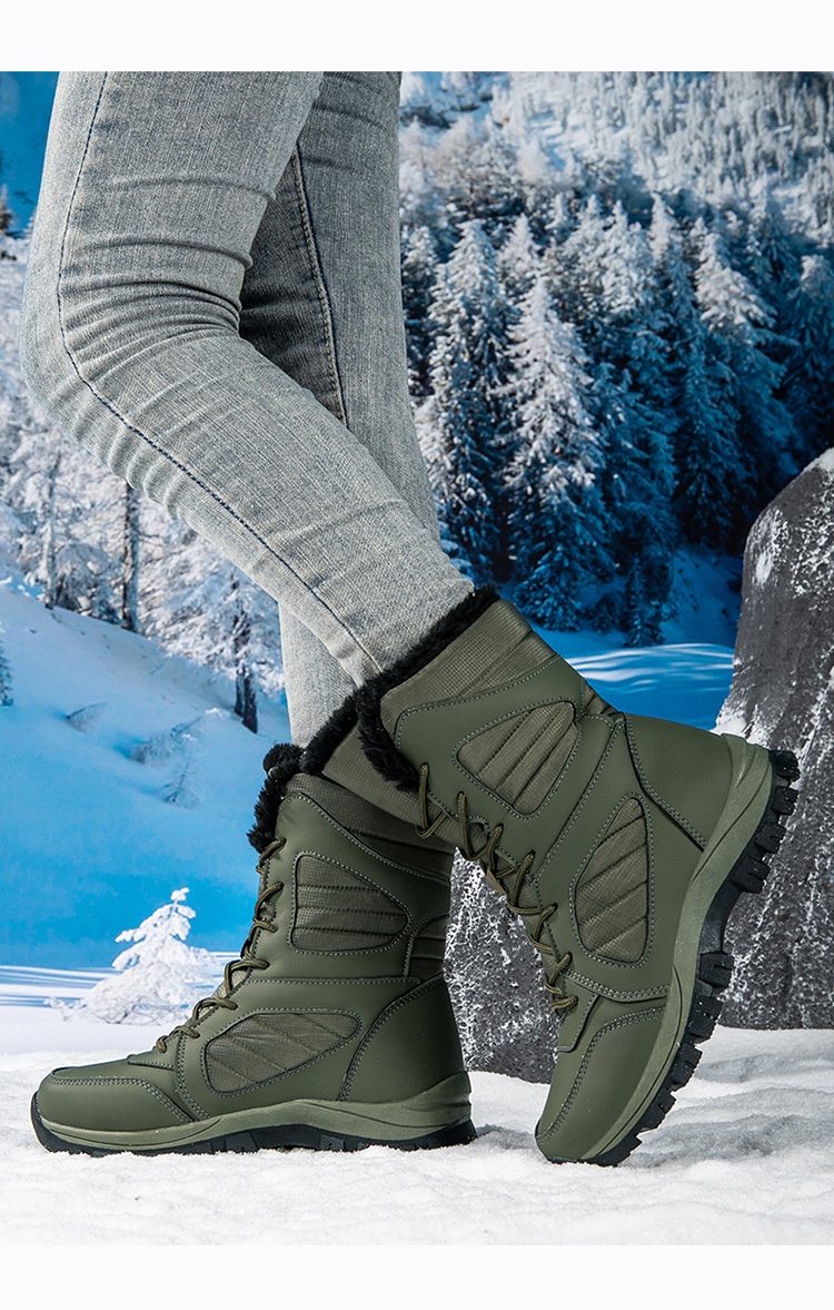 Women’s High-Top Winter Snow Boots – Fleece Lined Waterproof Cotton Boots