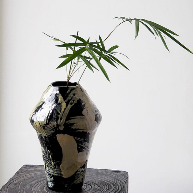 High-end Hand-painted Ceramic Vase In The Wabi-Sabi Style