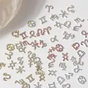 12 Zodiac Sign Nail Art Accessories Alloy Rhinestone 3D Nail Stickers For DIY Nail Decorations view 1