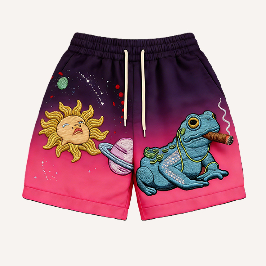 Mens Retro Printed Loose Casual Shorts