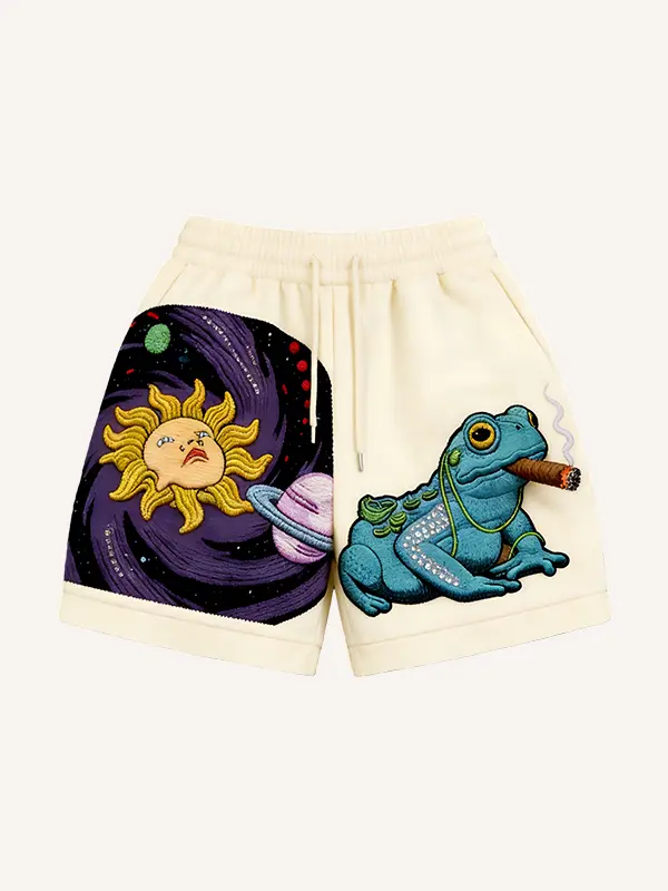 Mens Retro Printed Loose Casual Shorts