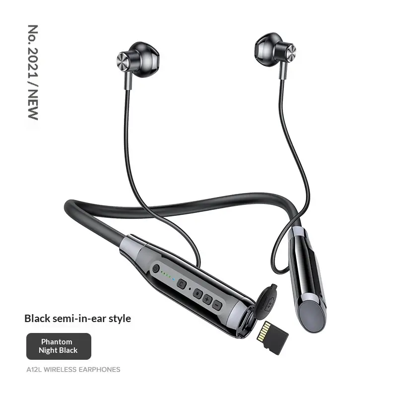 Ultra-long Standby Wireless Neckband Bluetooth Earphones With A Card Slot