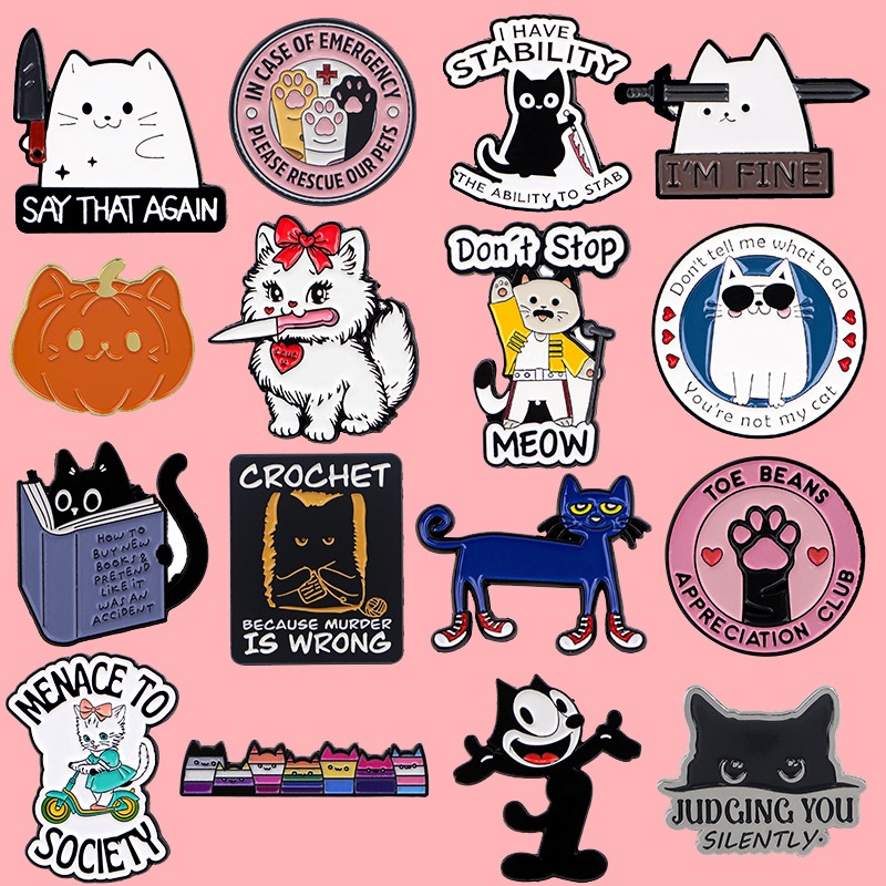 Cat Mi Quotes Brooch Badge For Clothing And Backpacks Stylish Accessories