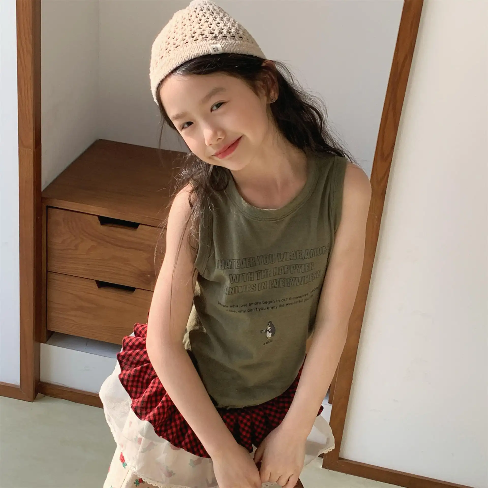 Kids Sleeveless Vest Girls Base Layer Top
